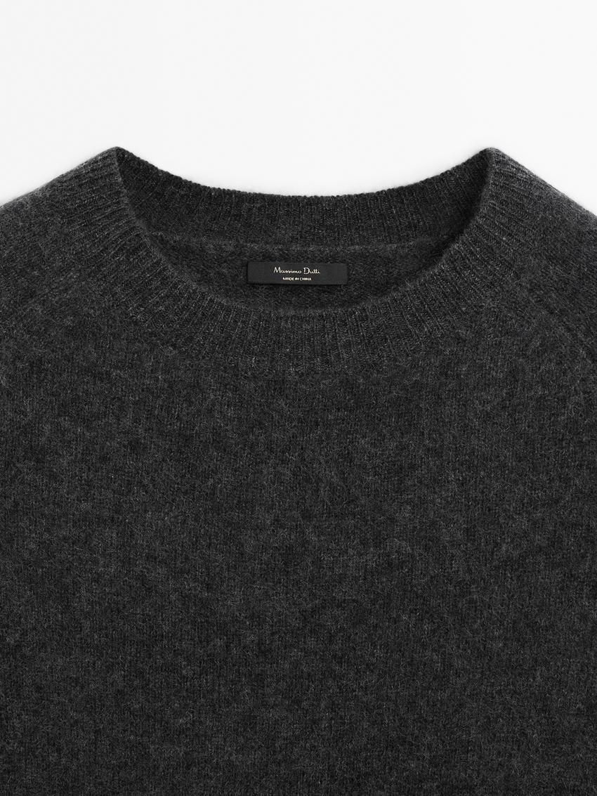 Massimo Dutti Brushed Wool Blend Short Sleeve Women Sweater Dark Grey | US-SH3049125