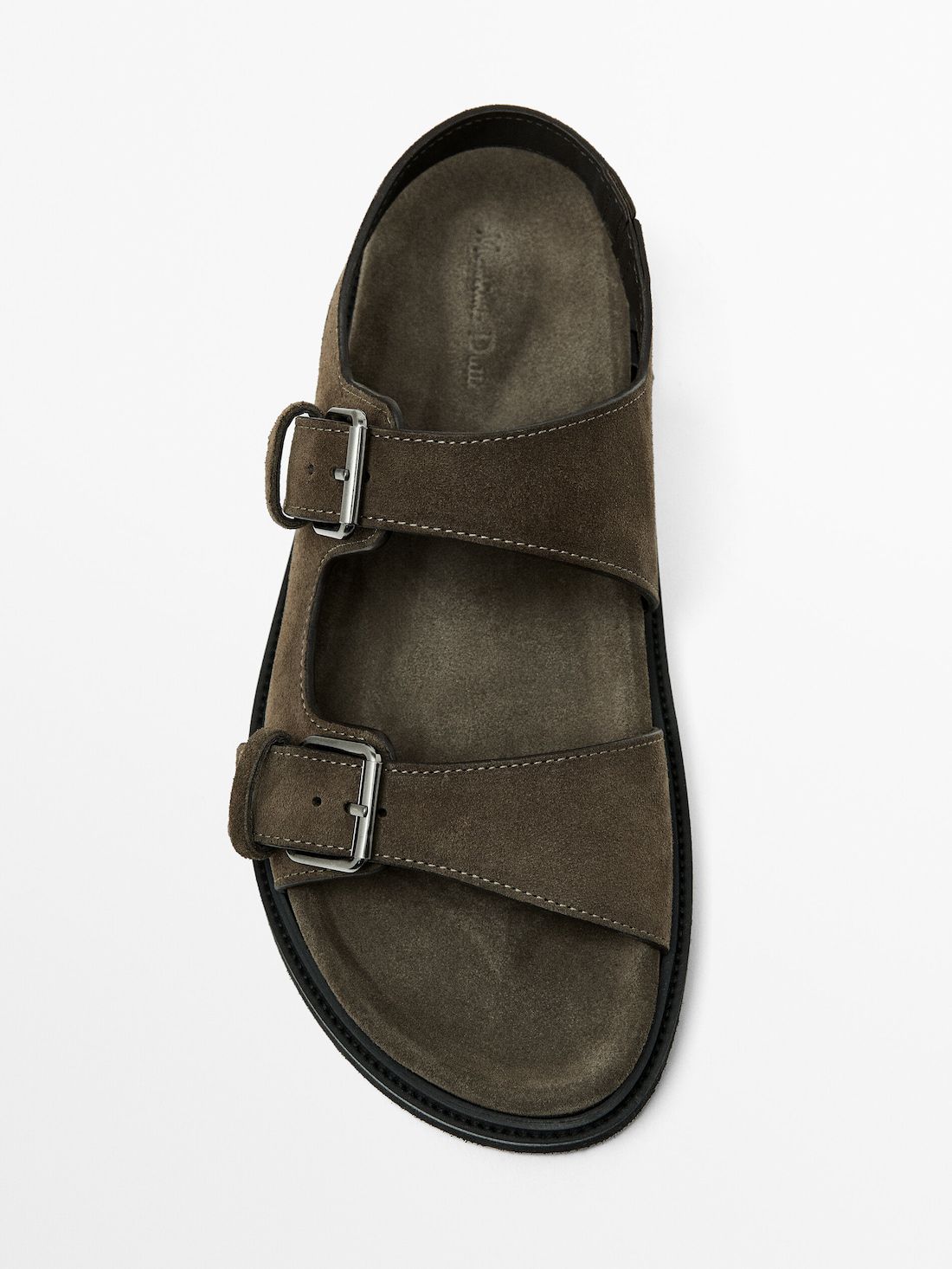 Massimo Dutti Buckle Split-leather Men Sandals Brown Beige | US-IZ1569834