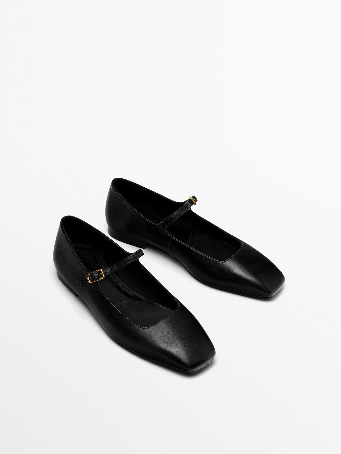 Massimo Dutti Buckle Women Ballet Flats Black | US-WN3597081