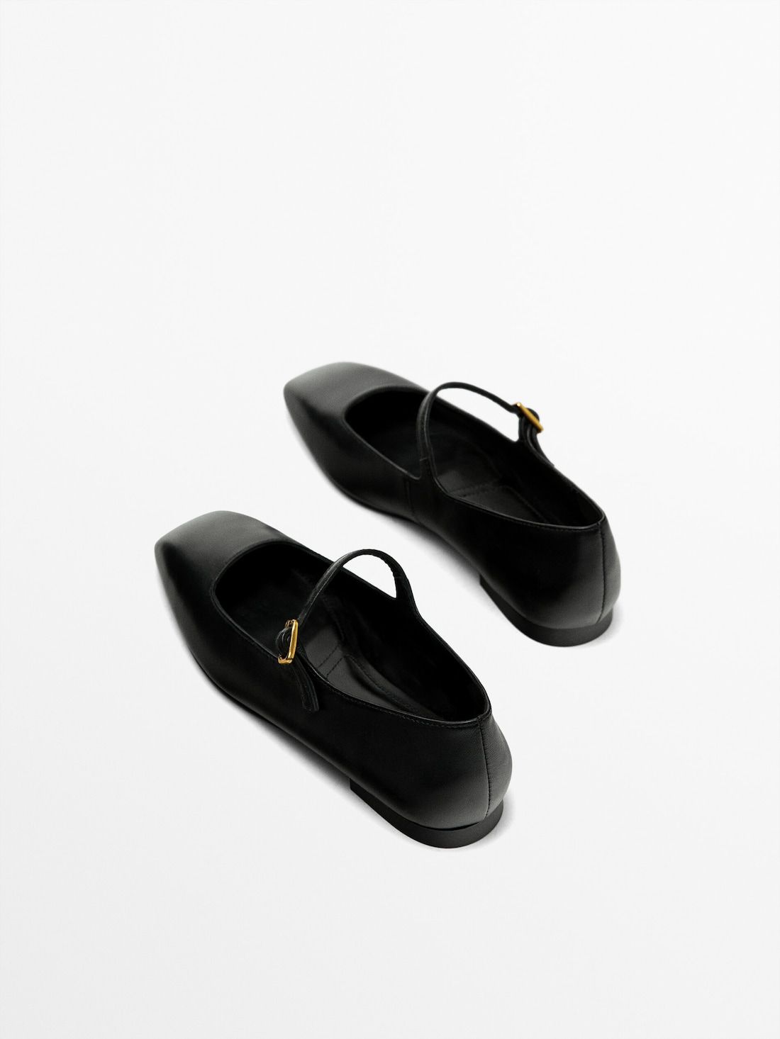 Massimo Dutti Buckle Women Ballet Flats Black | US-WN3597081