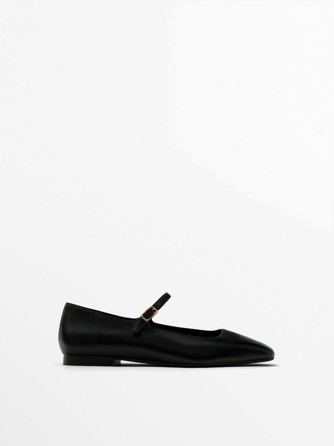 Massimo Dutti Buckle Women Ballet Flats Black | US-WN3597081