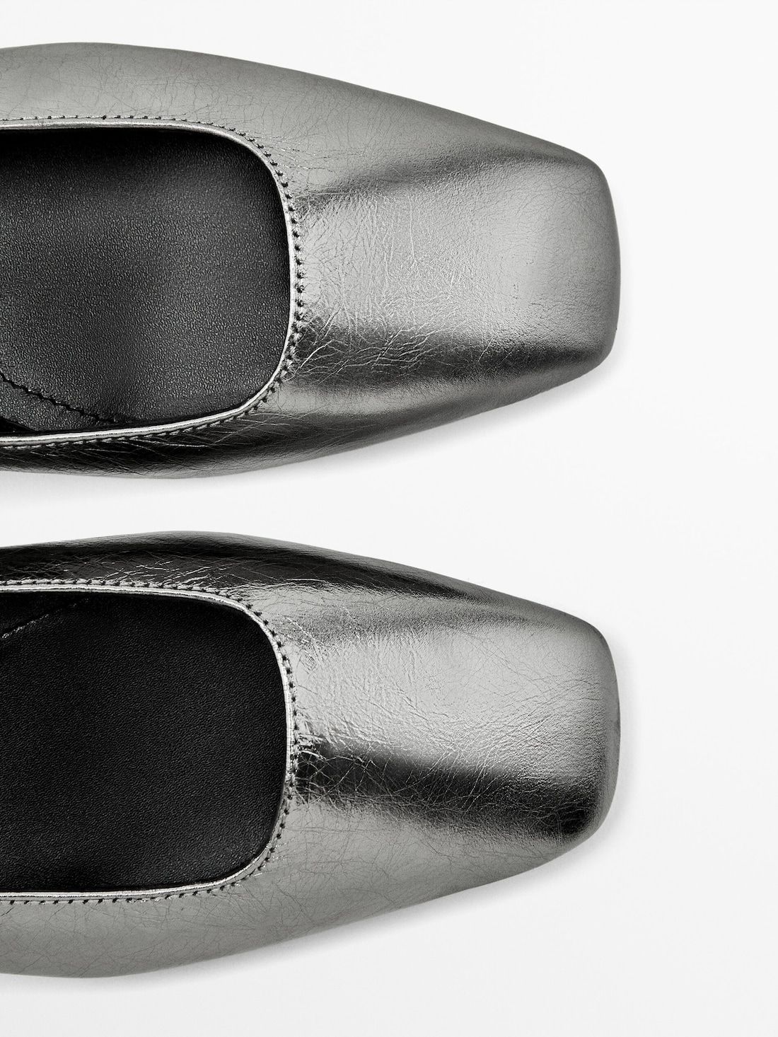 Massimo Dutti Buckle Women Ballet Flats Silver | US-PO7214095