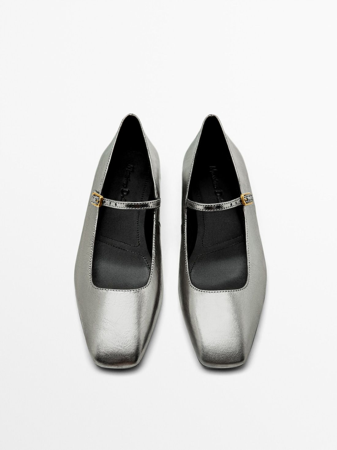 Massimo Dutti Buckle Women Ballet Flats Silver | US-PO7214095
