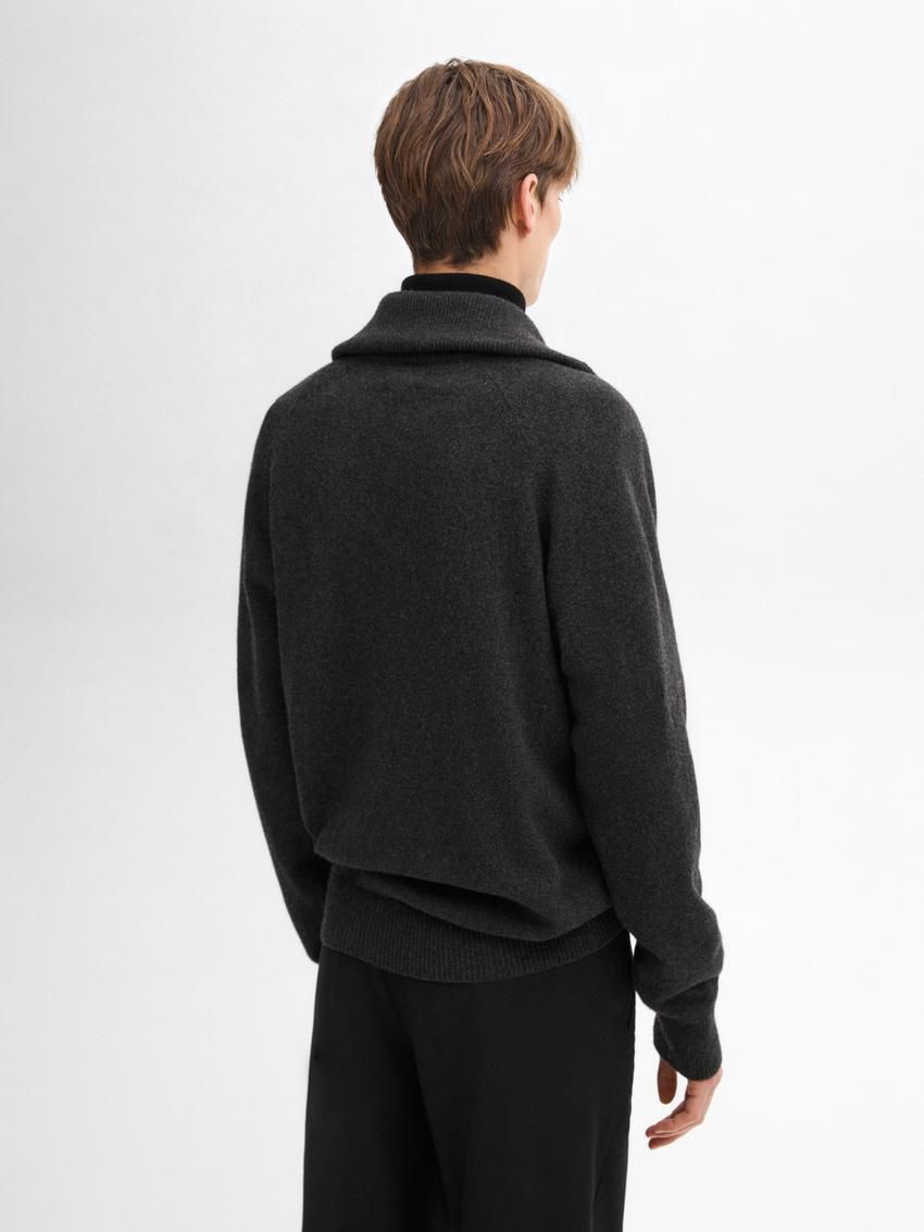 Massimo Dutti Cashmere Blend Mock Neck Men Sweater Dark Grey | US-WH6943807