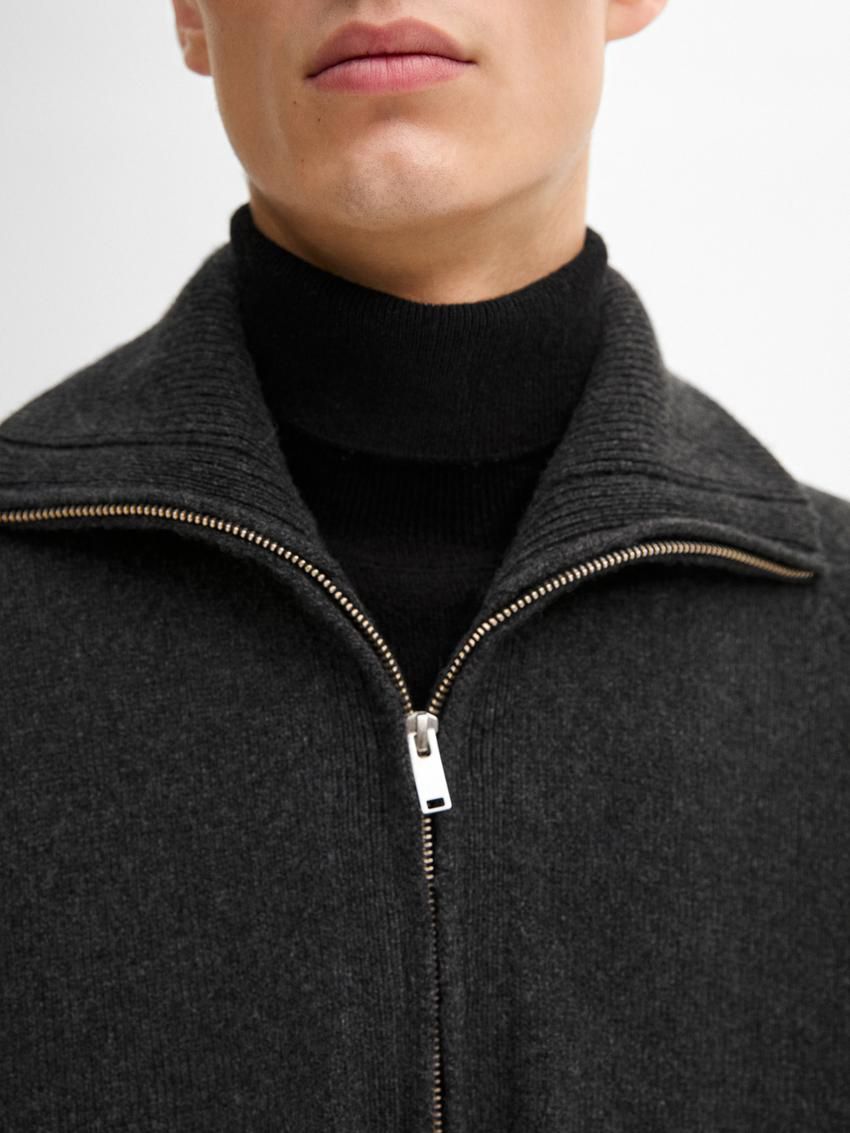 Massimo Dutti Cashmere Blend Mock Neck Men Sweater Dark Grey | US-WH6943807