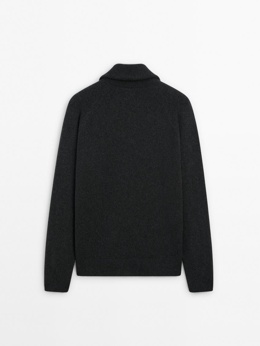 Massimo Dutti Cashmere Blend Mock Neck Men Sweater Dark Grey | US-WH6943807