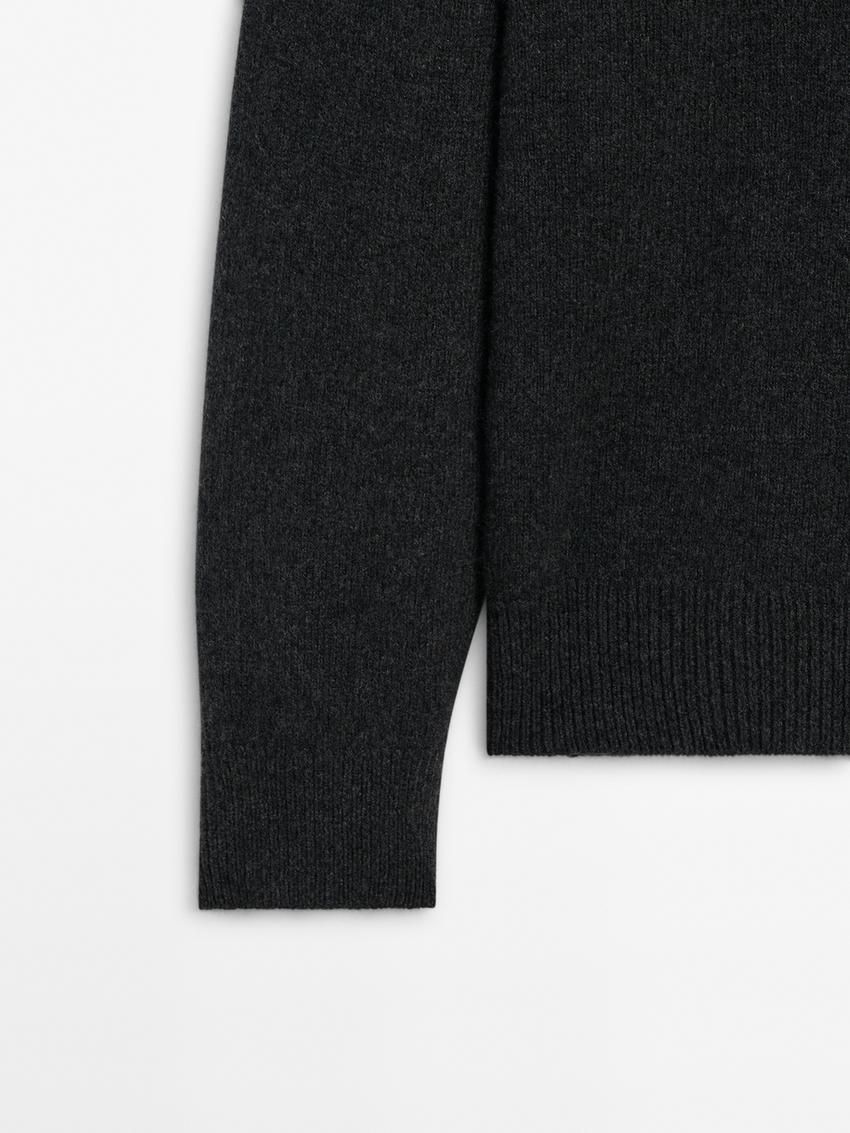 Massimo Dutti Cashmere Blend Mock Neck Men Sweater Dark Grey | US-WH6943807