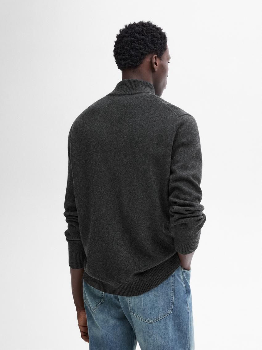 Massimo Dutti Cashmere Blend Quarter-zip Men Cardigan Dark Grey | US-NP8372615