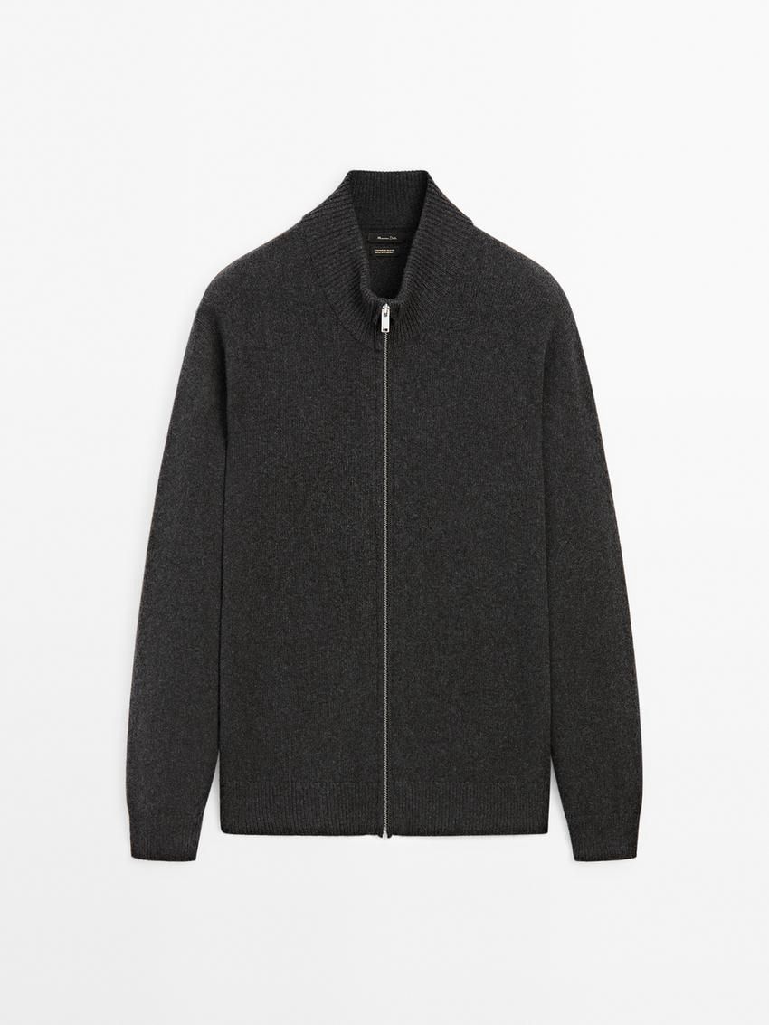 Massimo Dutti Cashmere Blend Quarter-zip Men Cardigan Dark Grey | US-NP8372615
