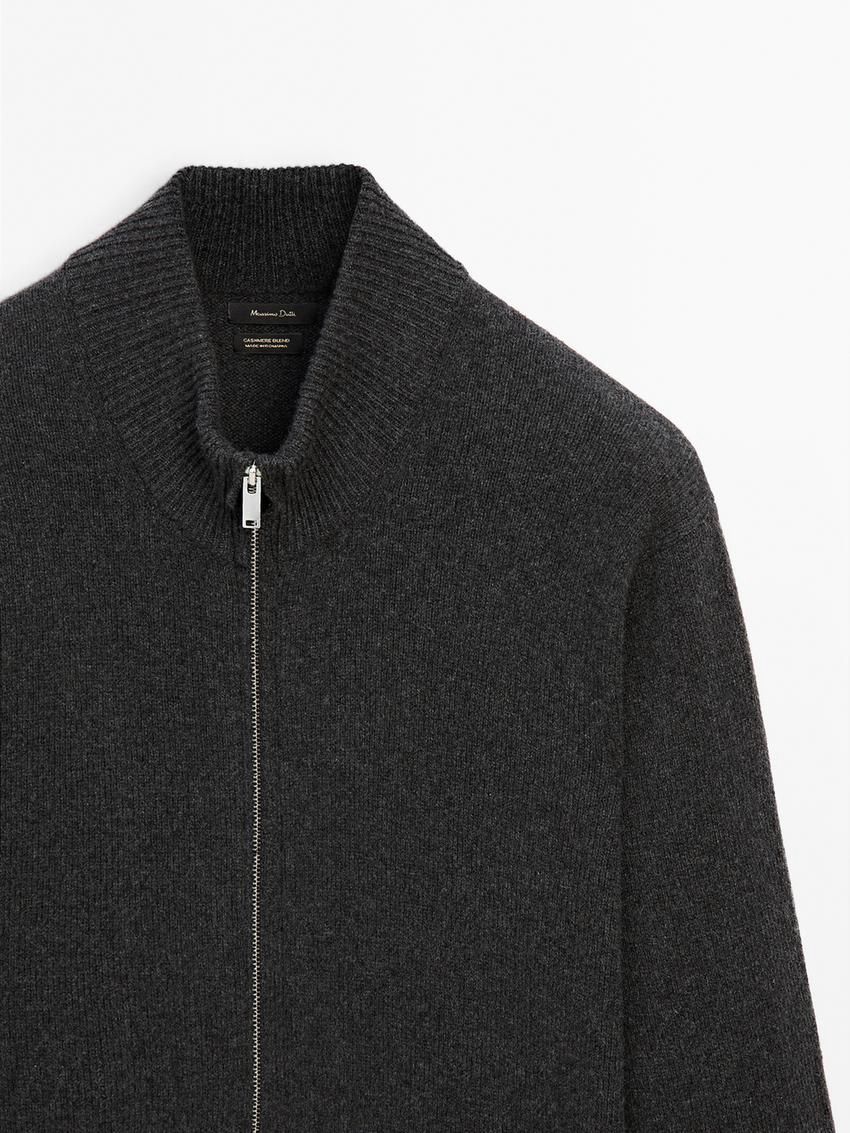 Massimo Dutti Cashmere Blend Quarter-zip Men Cardigan Dark Grey | US-NP8372615
