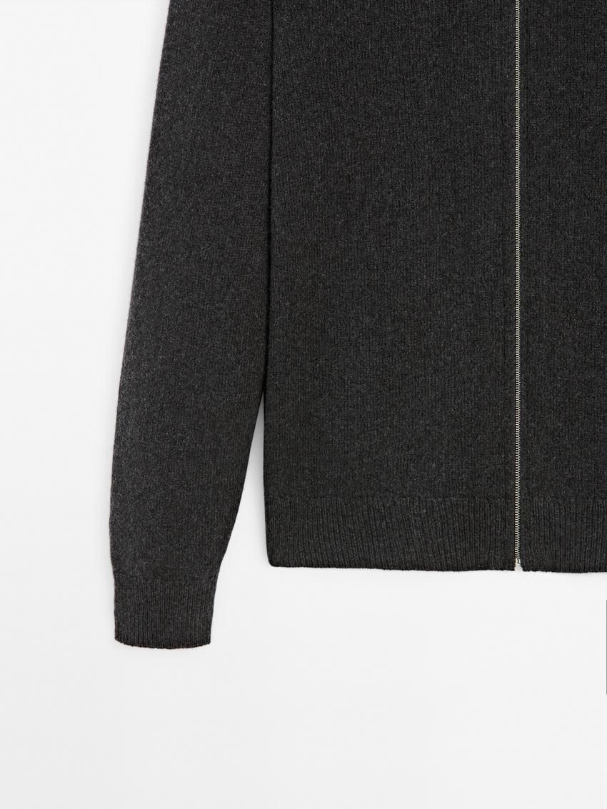 Massimo Dutti Cashmere Blend Quarter-zip Men Cardigan Dark Grey | US-NP8372615
