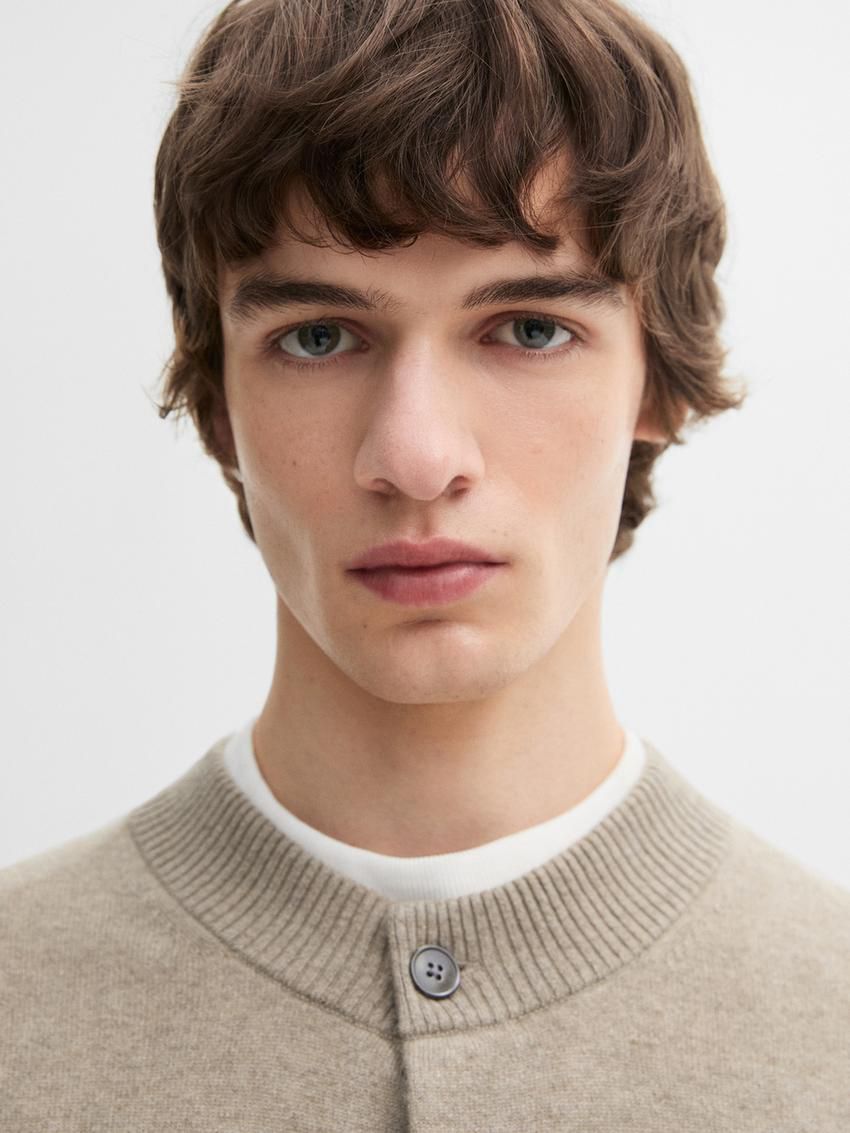 Massimo Dutti Cashmere Bomber Men Cardigan Brown Beige | US-XD3794605