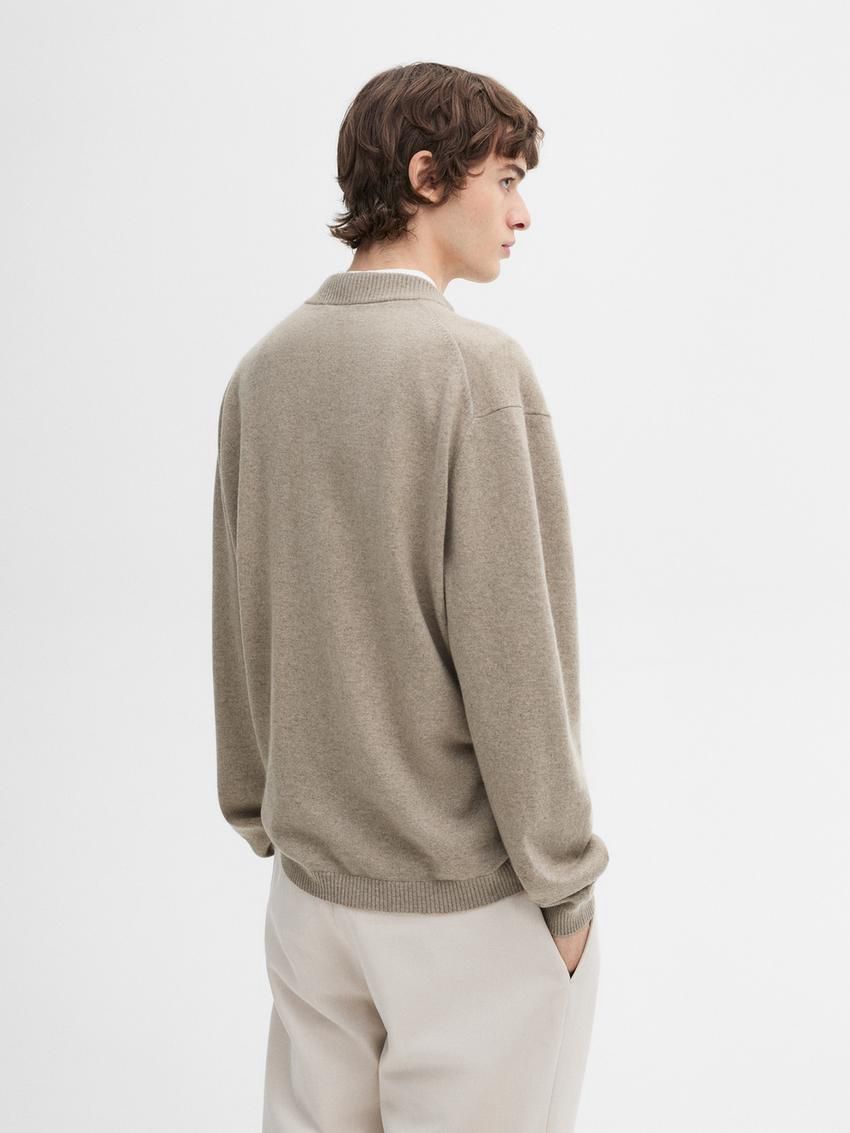 Massimo Dutti Cashmere Bomber Men Cardigan Brown Beige | US-XD3794605