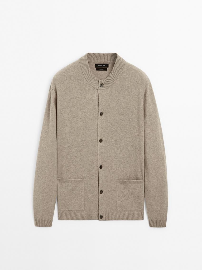 Massimo Dutti Cashmere Bomber Men Cardigan Brown Beige | US-XD3794605