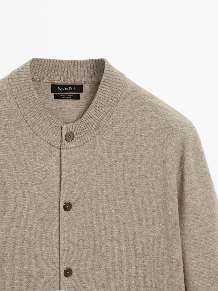 Massimo Dutti Cashmere Bomber Men Cardigan Brown Beige | US-XD3794605
