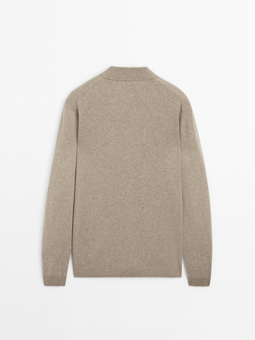 Massimo Dutti Cashmere Bomber Men Cardigan Brown Beige | US-XD3794605