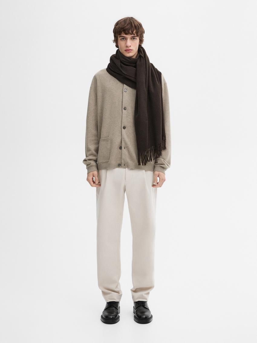 Massimo Dutti Cashmere Bomber Men Cardigan Brown Beige | US-XD3794605