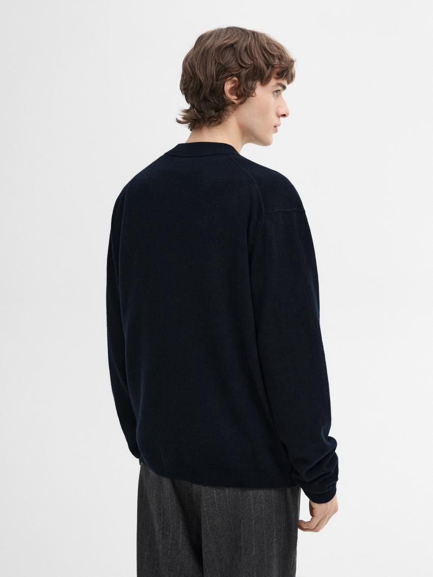 Massimo Dutti Cashmere Bomber Men Cardigan Navy | US-FU9570631
