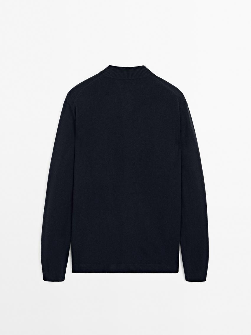 Massimo Dutti Cashmere Bomber Men Cardigan Navy | US-FU9570631