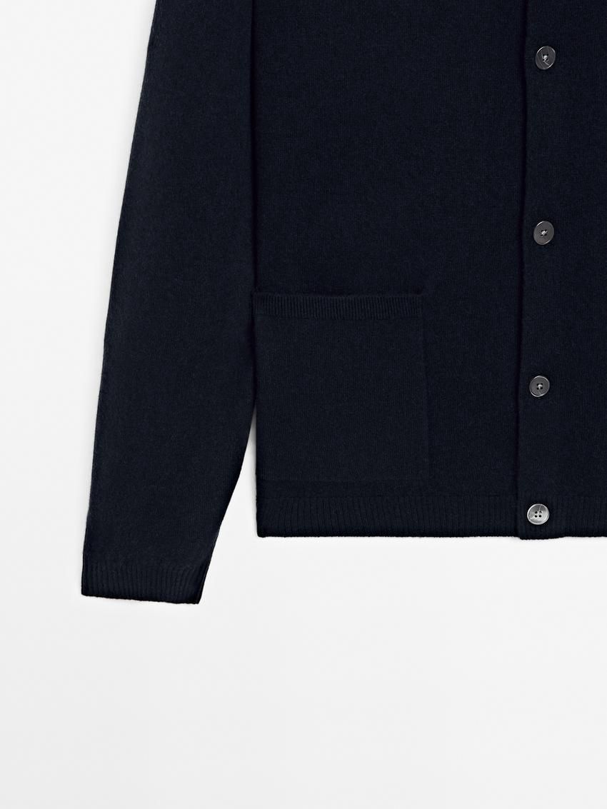 Massimo Dutti Cashmere Bomber Men Cardigan Navy | US-FU9570631