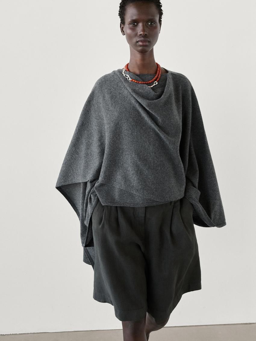 Massimo Dutti Cashmere Cape Women Sweater Dark Grey | US-IV4830162