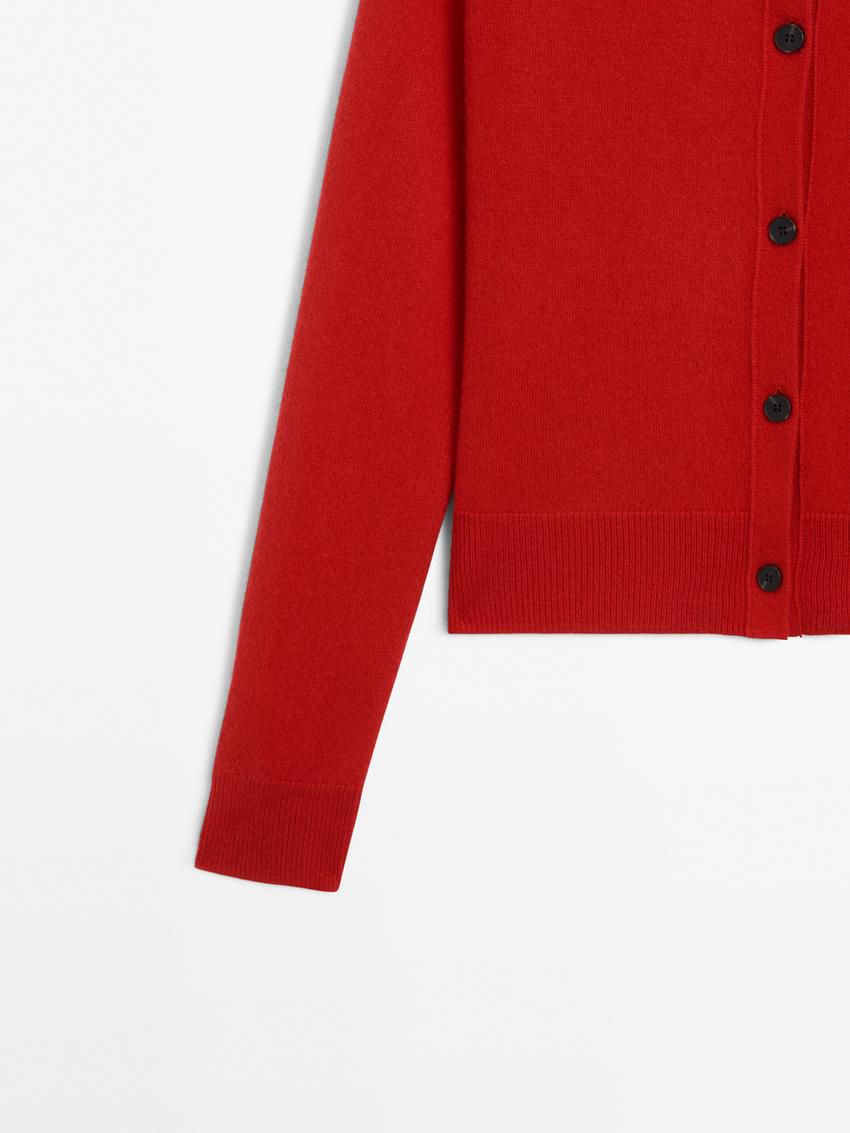 Massimo Dutti Cashmere Crew Neck Women Cardigan Red | US-FG3628917