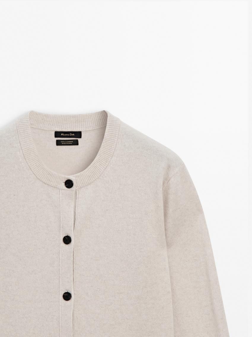 Massimo Dutti Cashmere Crew Neck Women Cardigan Beige | US-WJ8167029