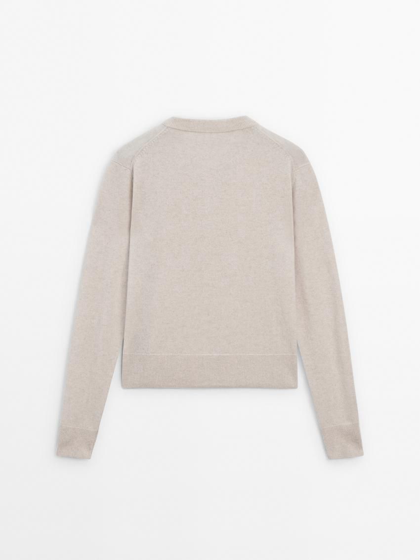 Massimo Dutti Cashmere Crew Neck Women Cardigan Beige | US-WJ8167029