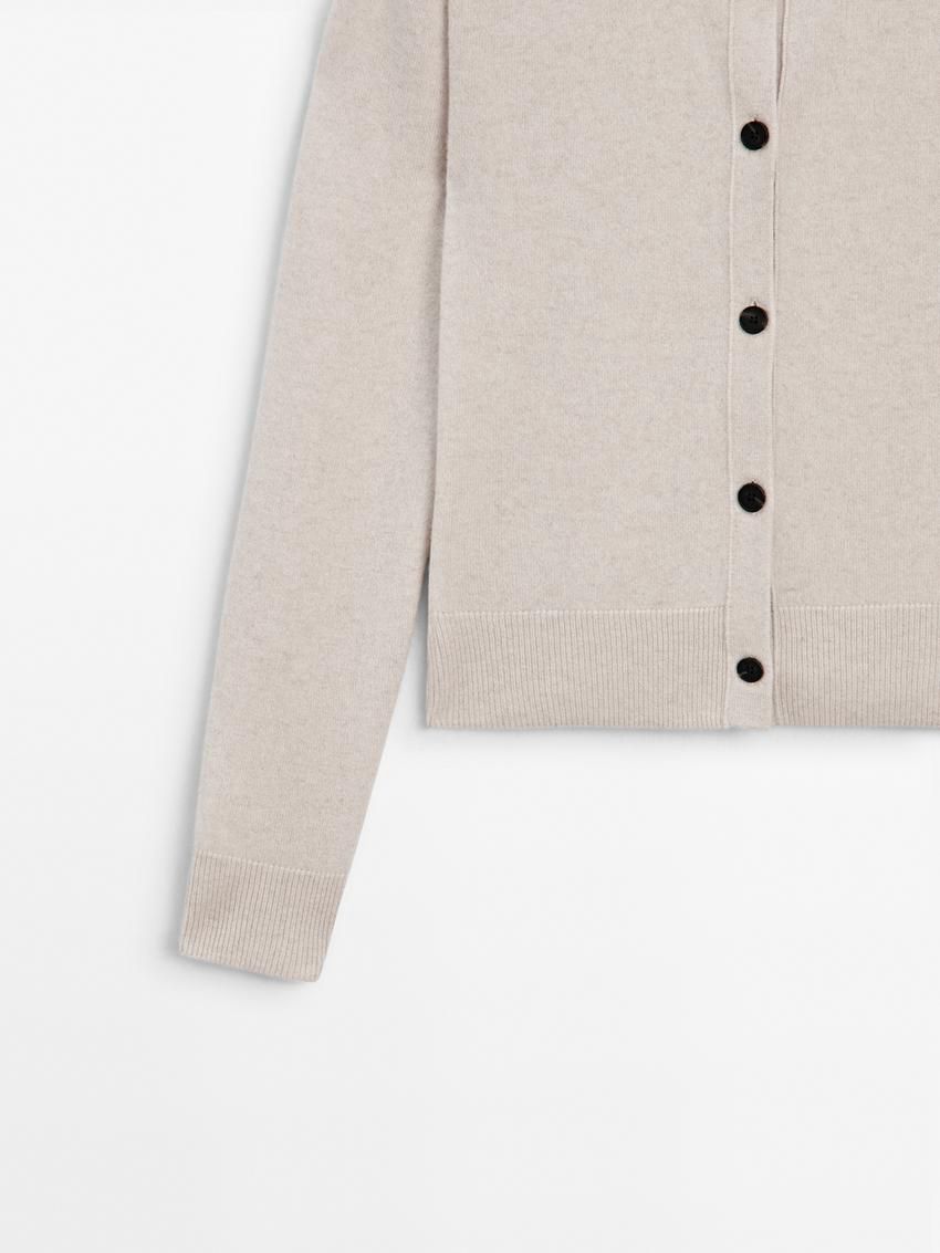 Massimo Dutti Cashmere Crew Neck Women Cardigan Beige | US-WJ8167029