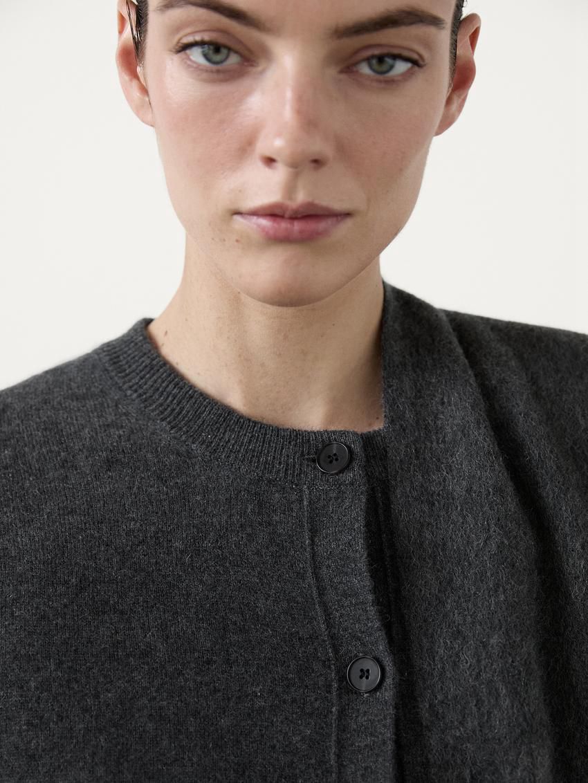 Massimo Dutti Cashmere Crew Neck Women Cardigan Dark Grey | US-RS8402197