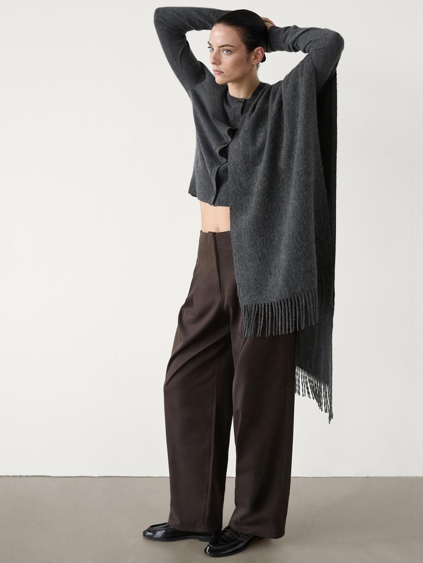 Massimo Dutti Cashmere Crew Neck Women Cardigan Dark Grey | US-RS8402197