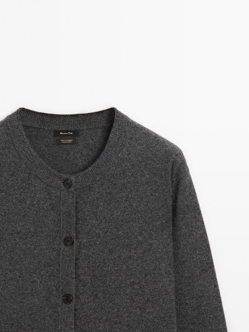 Massimo Dutti Cashmere Crew Neck Women Cardigan Dark Grey | US-RS8402197