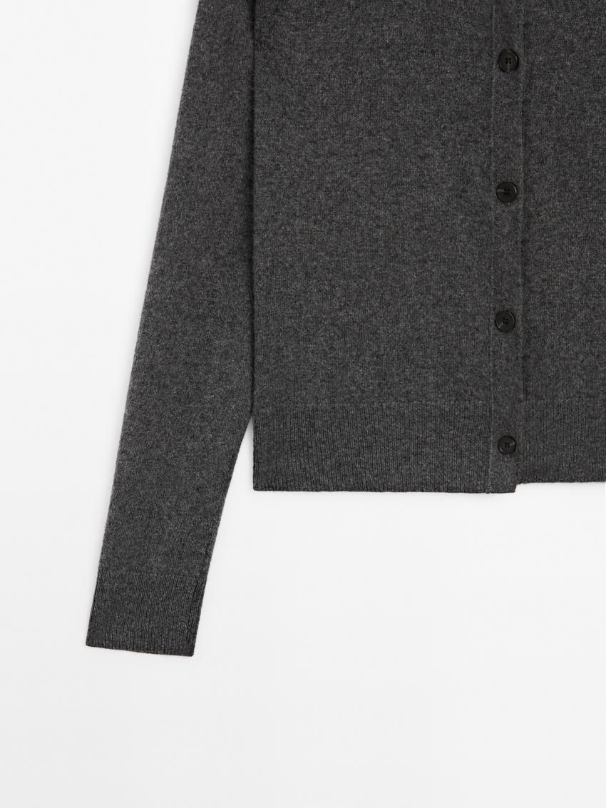 Massimo Dutti Cashmere Crew Neck Women Cardigan Dark Grey | US-RS8402197