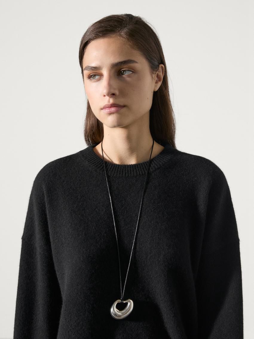 Massimo Dutti Cashmere Crew Neck Women Sweater Black | US-TB9436508