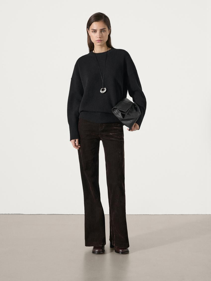 Massimo Dutti Cashmere Crew Neck Women Sweater Black | US-TB9436508