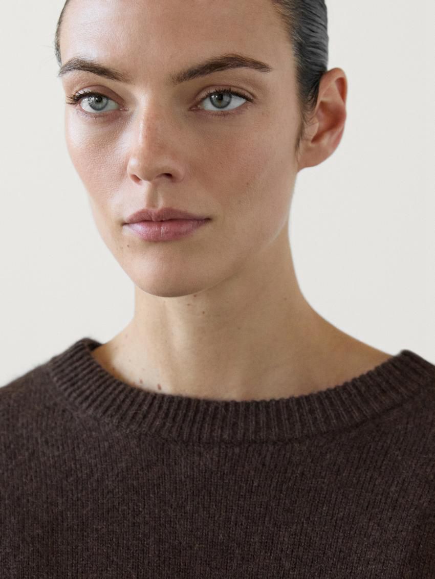 Massimo Dutti Cashmere Crew Neck Women Sweater Chocolate | US-DP0913752
