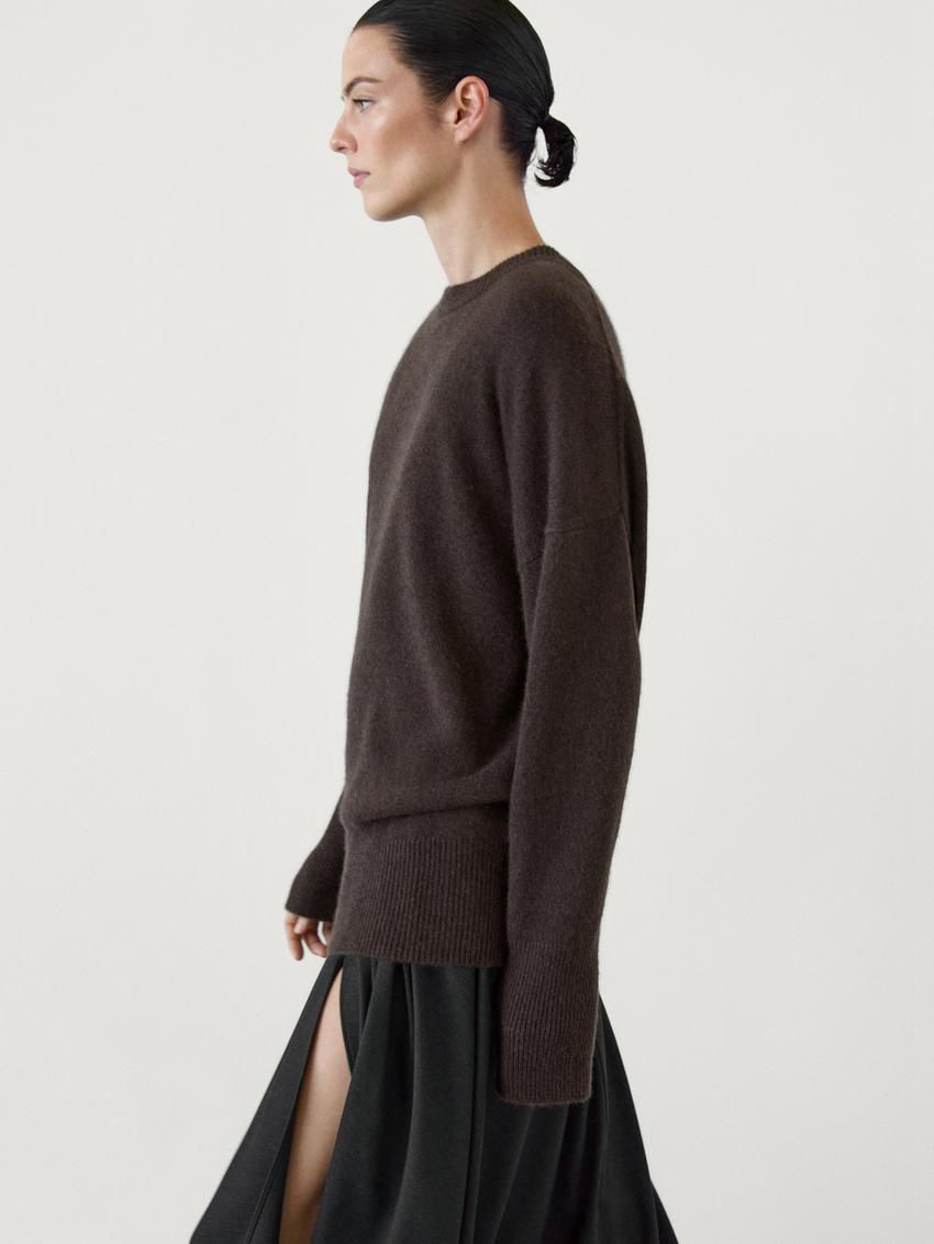 Massimo Dutti Cashmere Crew Neck Women Sweater Chocolate | US-DP0913752