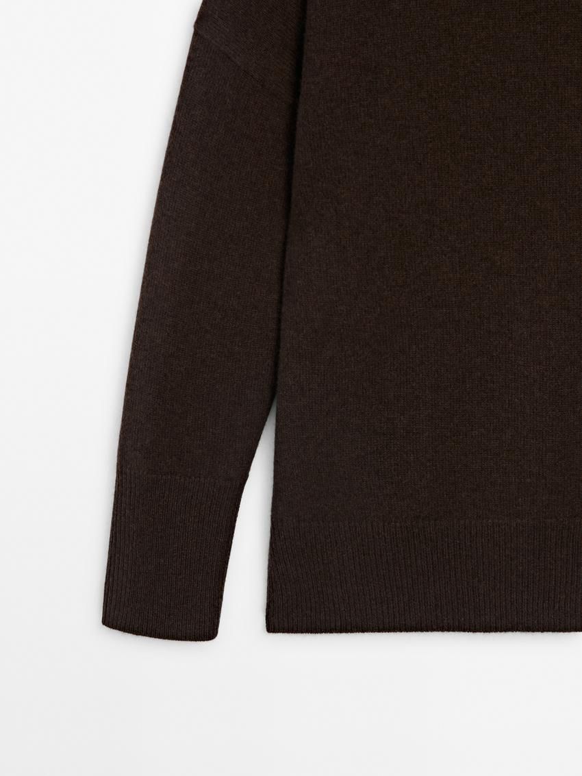 Massimo Dutti Cashmere Crew Neck Women Sweater Chocolate | US-DP0913752