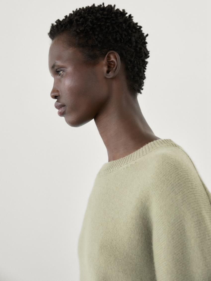 Massimo Dutti Cashmere Crew Neck Women Sweater Light Green | US-DT0897543