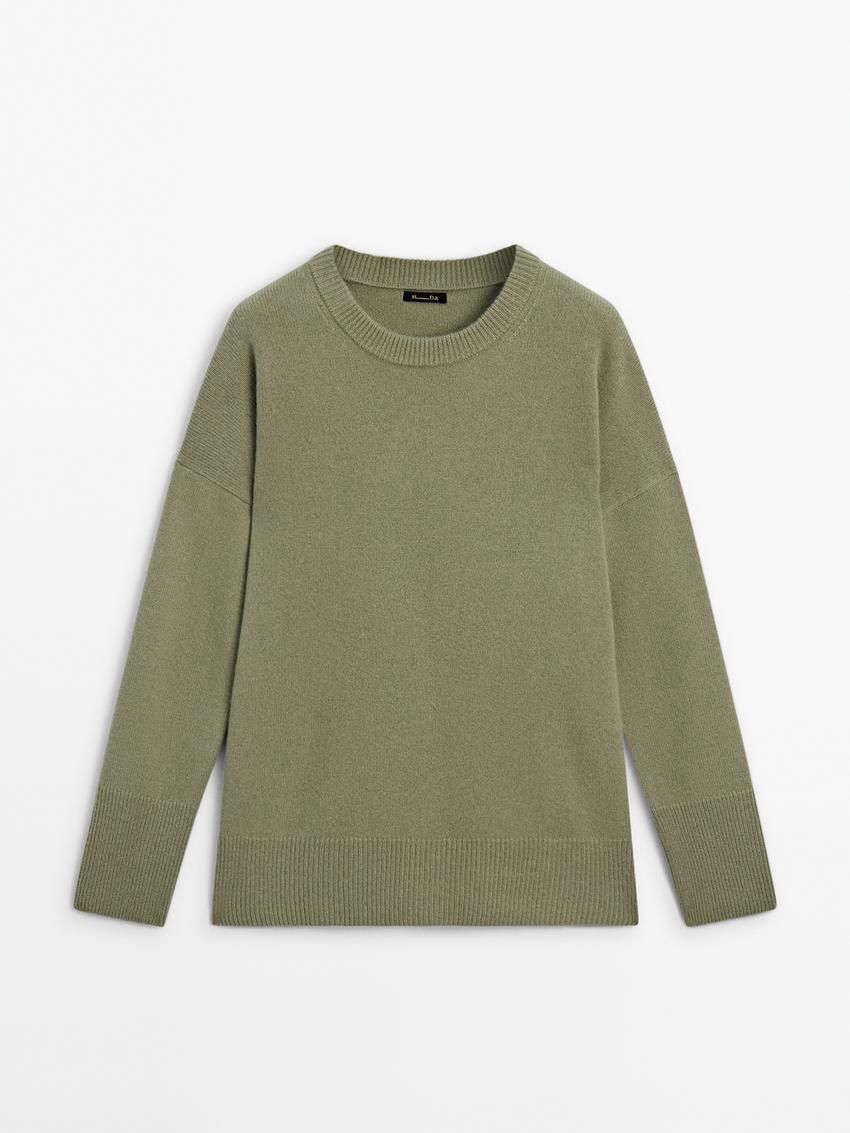 Massimo Dutti Cashmere Crew Neck Women Sweater Light Green | US-DT0897543