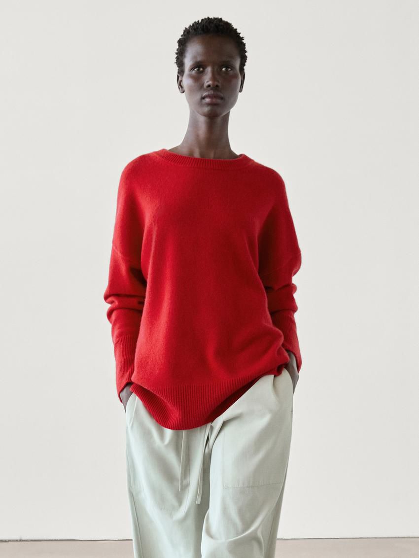 Massimo Dutti Cashmere Crew Neck Women Sweater Red | US-GA5197463