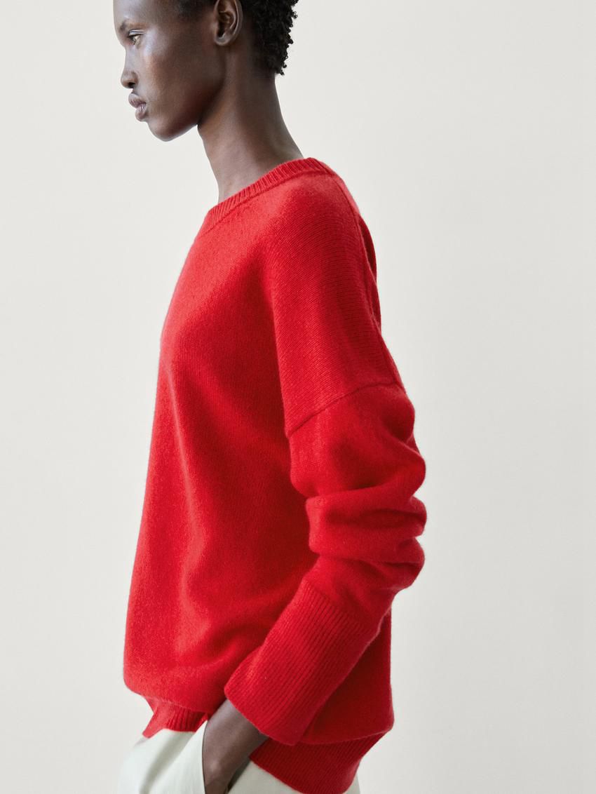 Massimo Dutti Cashmere Crew Neck Women Sweater Red | US-GA5197463