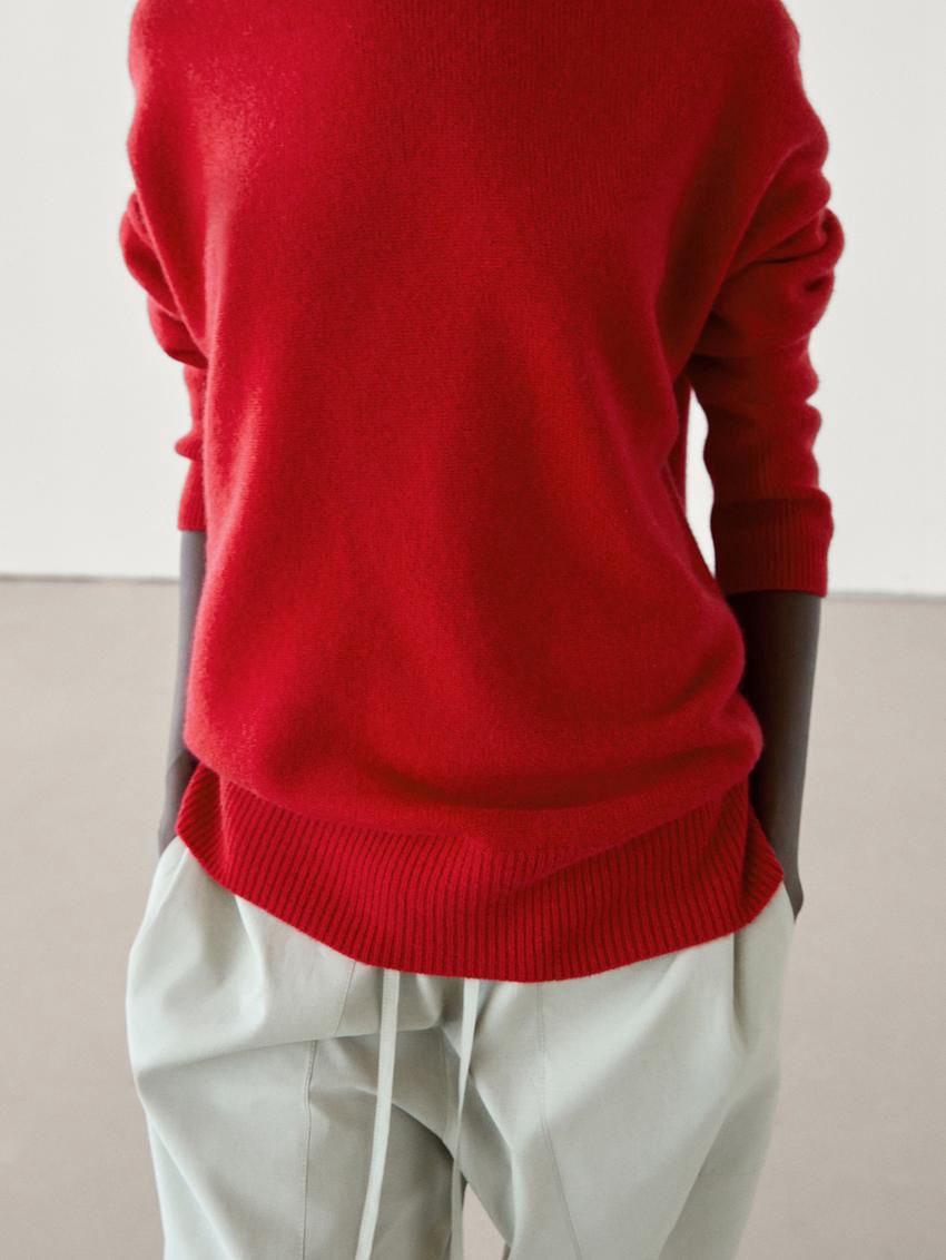 Massimo Dutti Cashmere Crew Neck Women Sweater Red | US-GA5197463