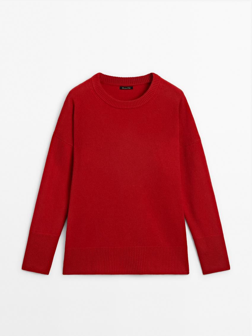 Massimo Dutti Cashmere Crew Neck Women Sweater Red | US-GA5197463