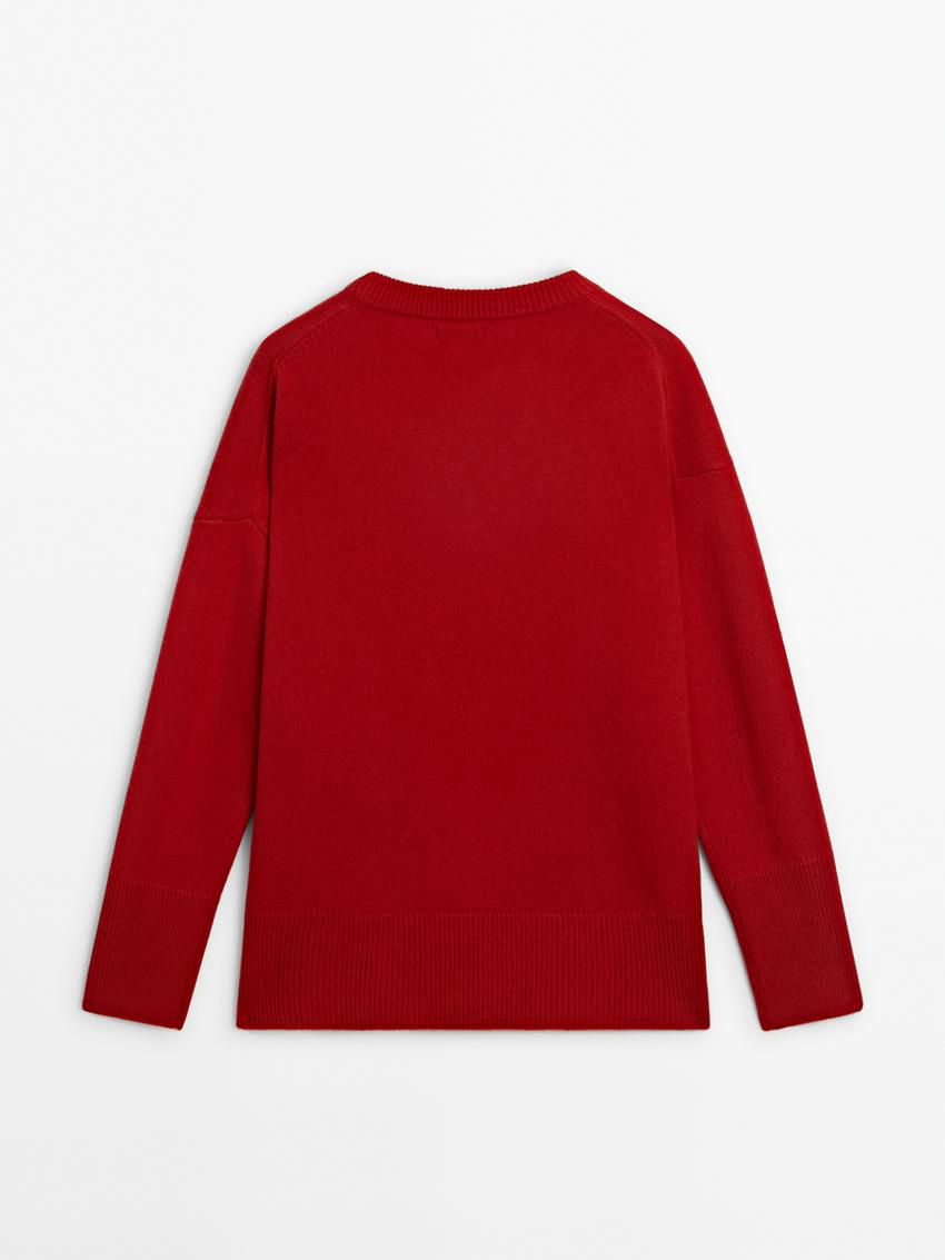 Massimo Dutti Cashmere Crew Neck Women Sweater Red | US-GA5197463