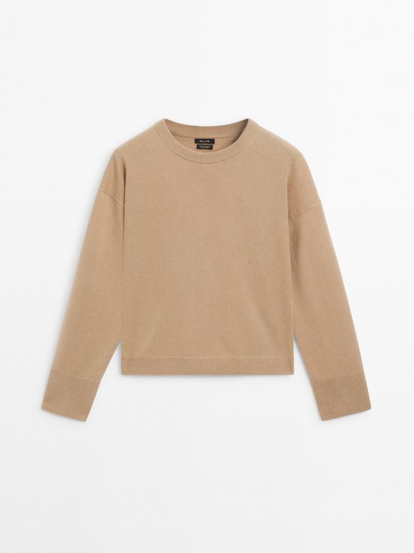 Massimo Dutti Cashmere Crew Neck Women Sweater Light Brown | US-MJ6241730