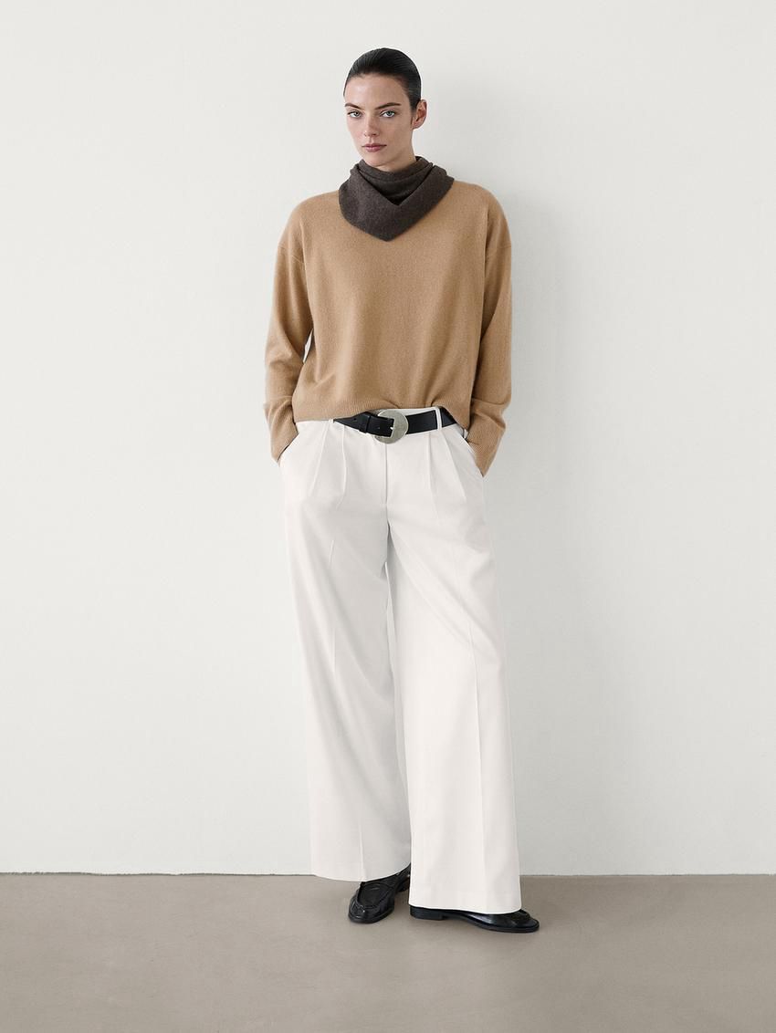 Massimo Dutti Cashmere Crew Neck Women Sweater Light Brown | US-MJ6241730