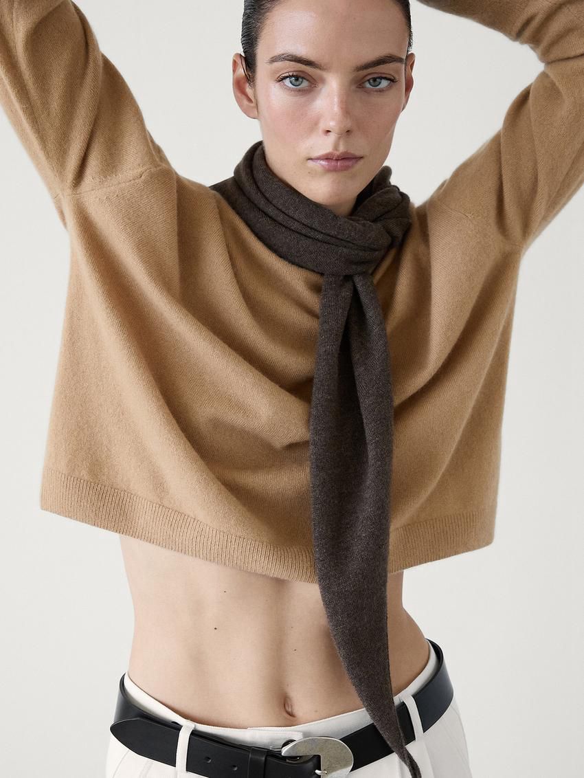 Massimo Dutti Cashmere Crew Neck Women Sweater Light Brown | US-MJ6241730
