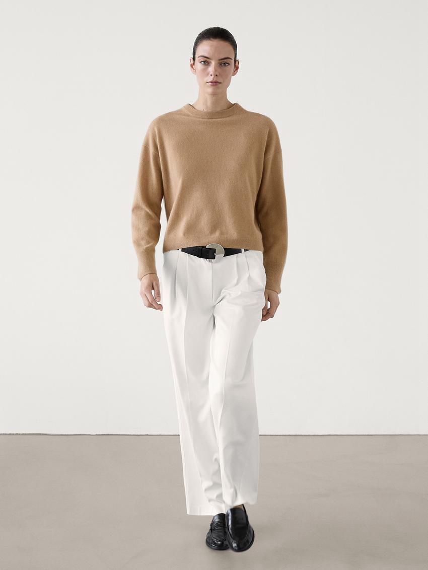 Massimo Dutti Cashmere Crew Neck Women Sweater Light Brown | US-MJ6241730
