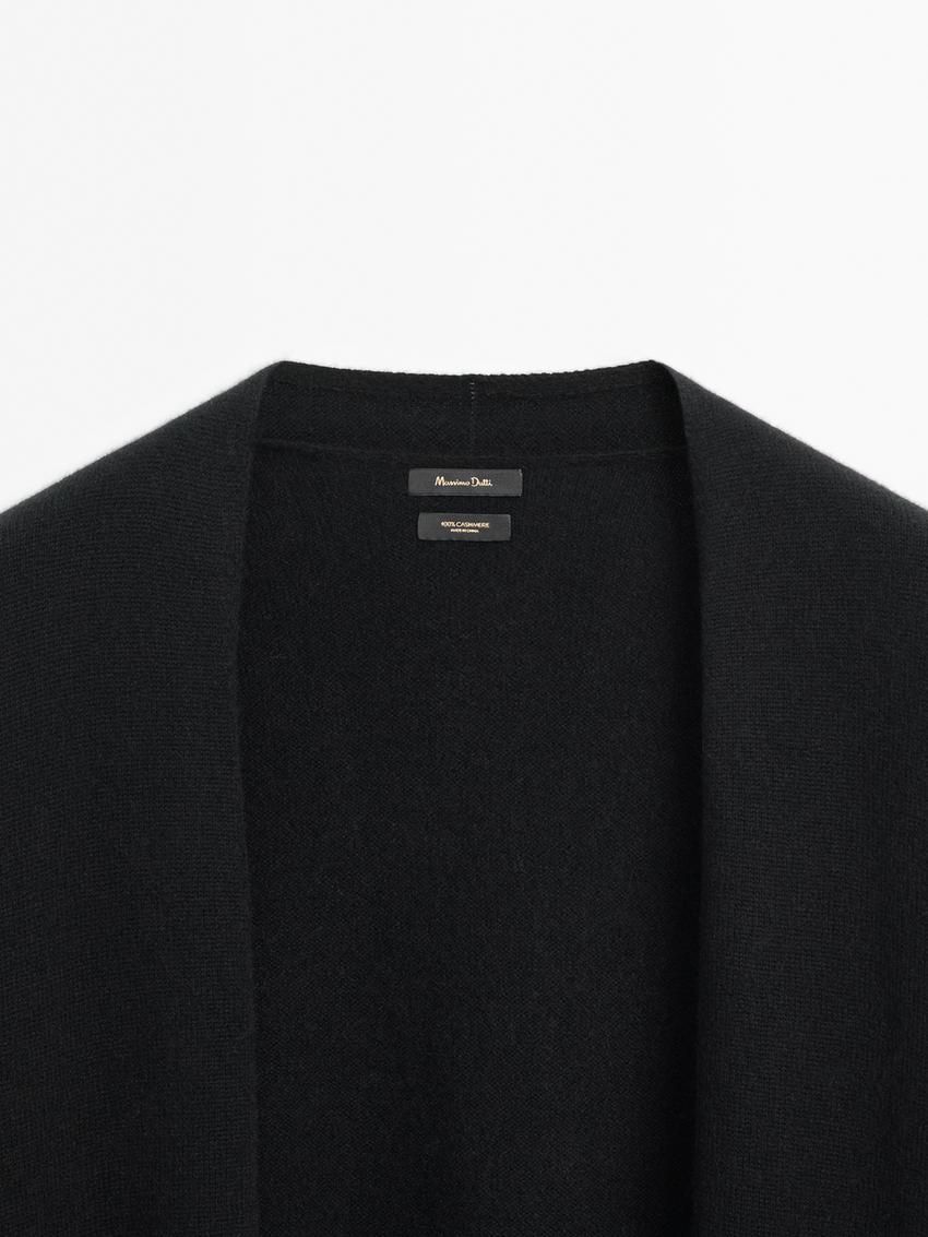 Massimo Dutti Cashmere Extra Long Knit Women Cardigan Black | US-SB4067123